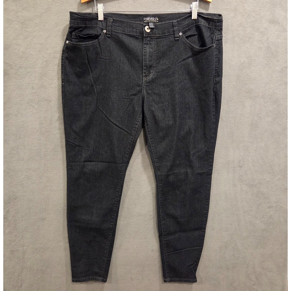 Forever 21 Plus Jeans Womens 20‎ Black Mom High Rise Relaxed Fit Tapered Leg
